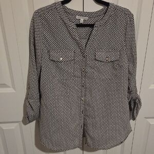 Notations Black and White Button Down Shirt